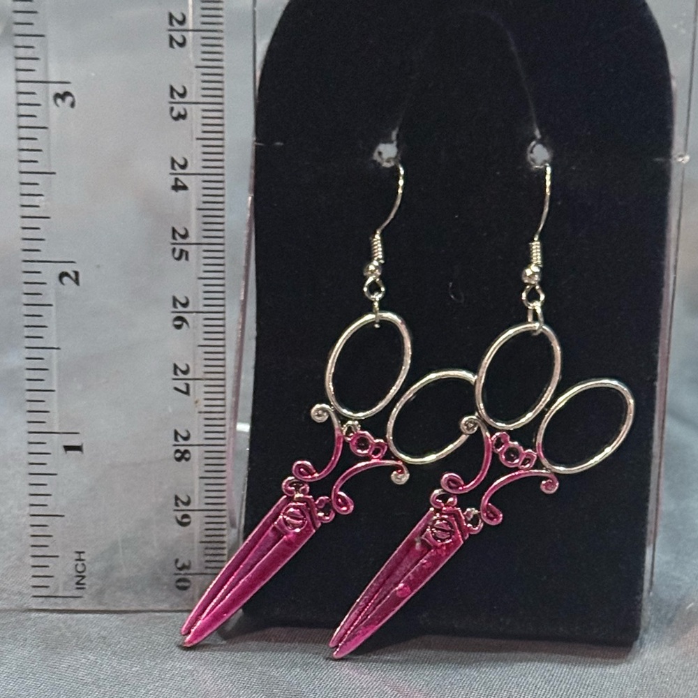 Elegant Pink Scissor Earrings